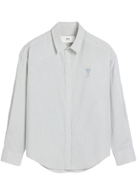 Camicia a righe Ami De coeur in blu polvere Ami paris - unisex